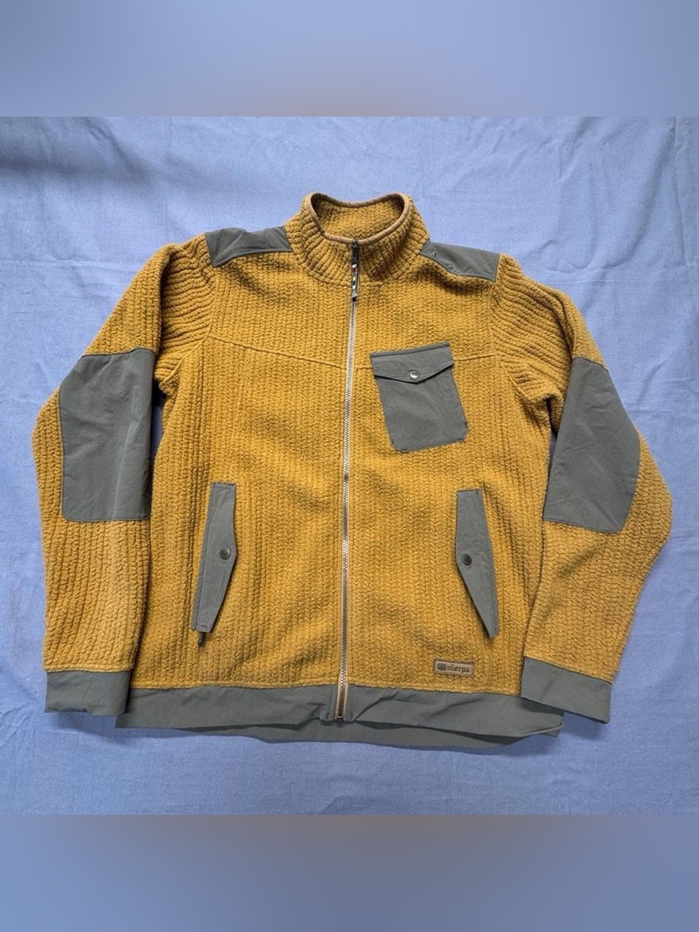 Vtg Sherpa Adventure Gear Polar Fleece Jacket Men's Large Full Zip Yellow P48